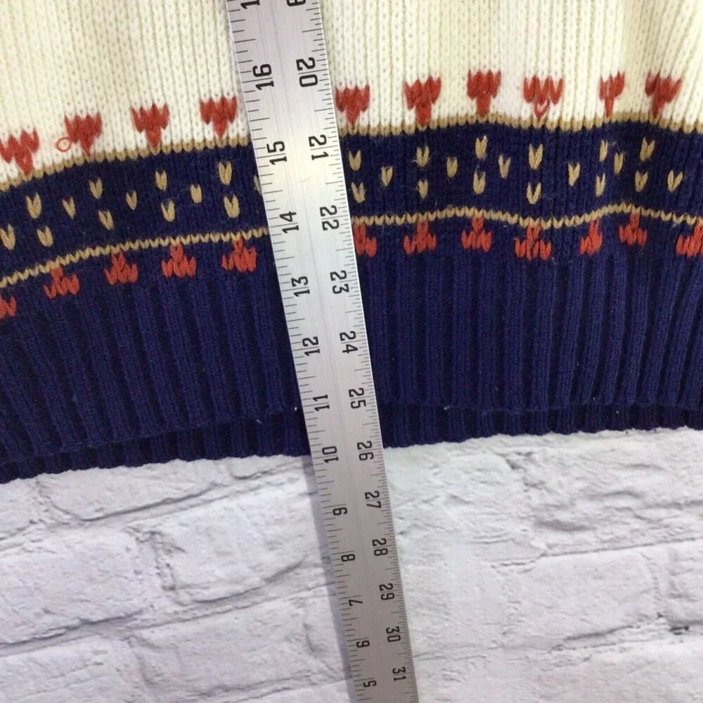 JC Penney Vintage Sweater 70's Nordic Knit Mens Sz‎ L Large Flaw Small Hole